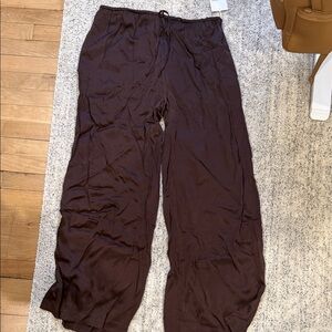 Brown satin pants